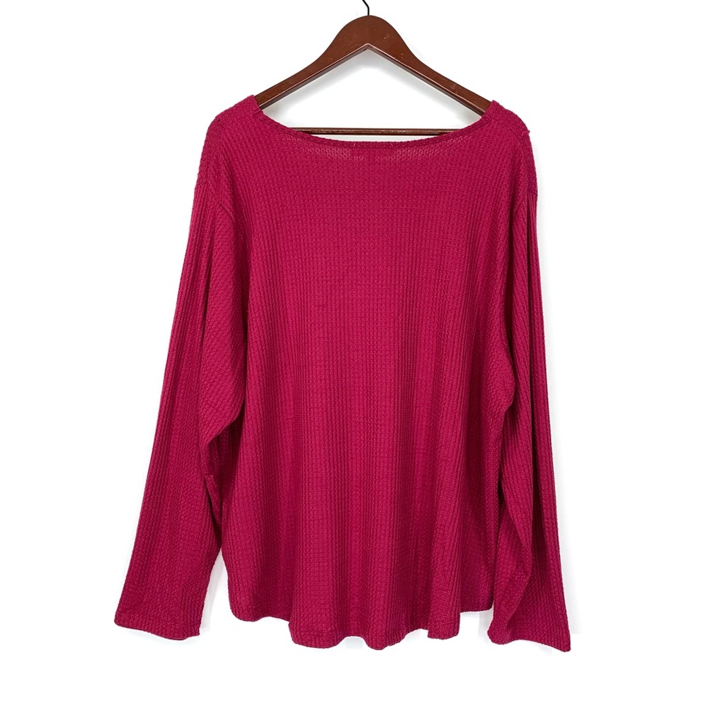 Workshop Republic Clothing Red Magenta Waffle Knit Sweater Soft Cozy & Stretchy - Picture 2 of 16